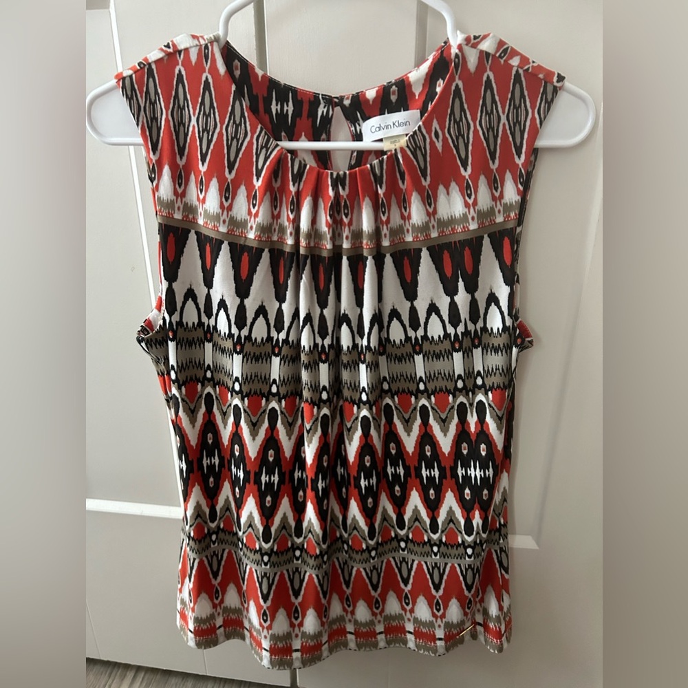 Orange printed dressy tank